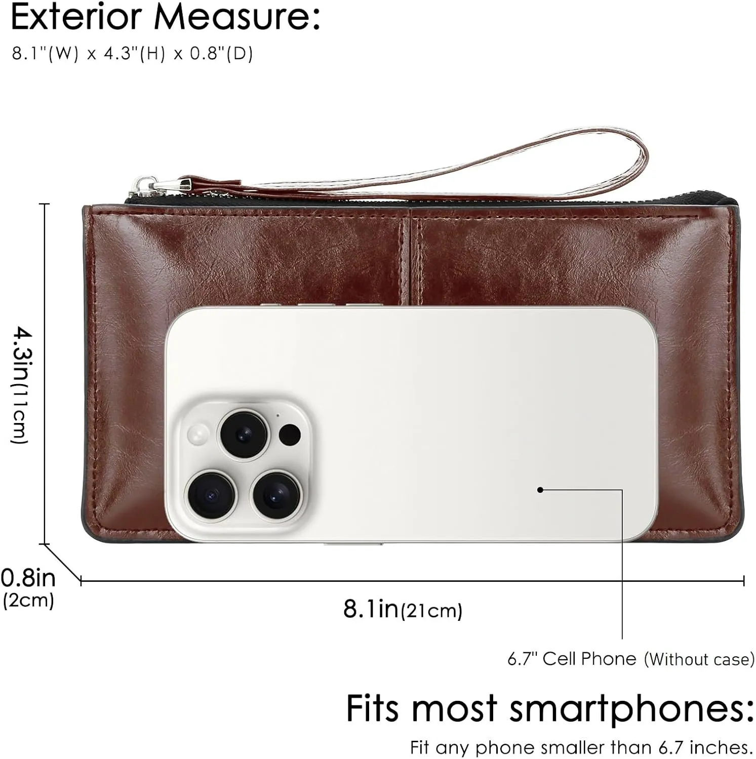 DOB SECHS Small Leather Wristlet Wallet for Women Women's Clutch Handbags Purses Cell Phone Pocket Pouch Bags with Card Slots
