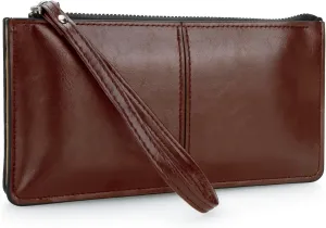 DOB SECHS Small Leather Wristlet Wallet for Women Women's Clutch Handbags Purses Cell Phone Pocket Pouch Bags with Card Slots