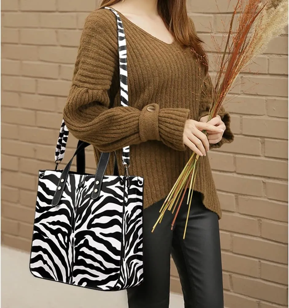 Downupdown Women Handbags and Purse Animal-print Leather Shoulder Bag Satchel Handbag Ladies Tote Bag for Work 2Pcs Set