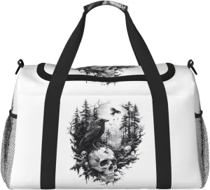 Duffle Bag for Travel, Raven Skulls Forest Weekender Overnight Duffel Bag, Carry On Bag Gym Bag for Women Men, Personal Item Travel Bag