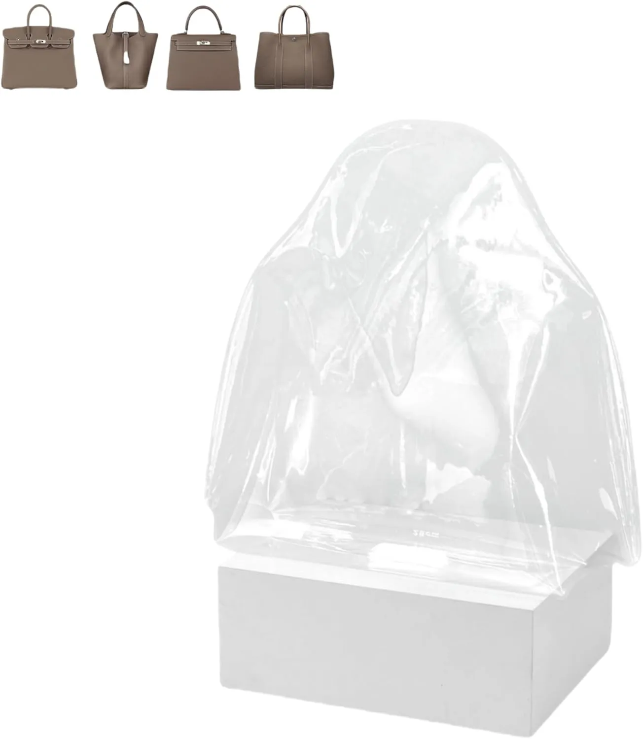 Dust Bags for Women Handbags, Clear Dust Cover Bag for Luxury Purses, Dustproof Storage Bag with Sticky Dots & Air Hole (KE35,35CM)