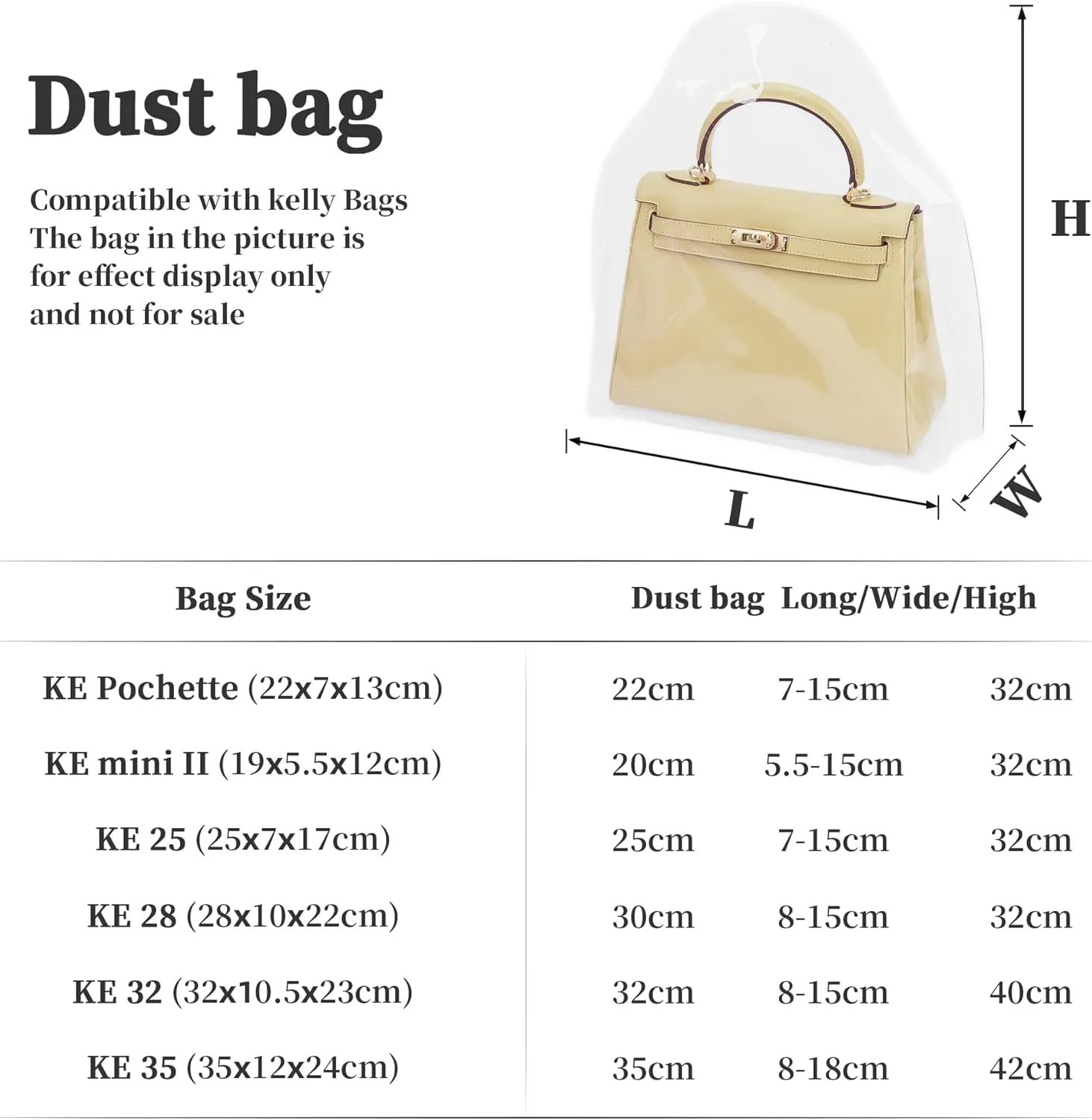 Dust Bags for Women Handbags, Clear Dust Cover Bag for Luxury Purses, Dustproof Storage Bag with Sticky Dots & Air Hole (KE35,35CM)