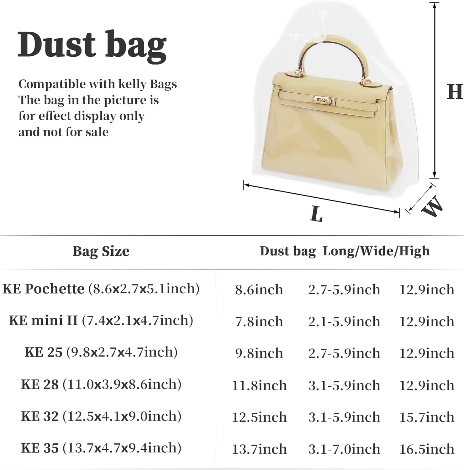 Dust Bags for Women Handbags, Clear Dust Cover Bag for Luxury Purses, Dustproof Storage Bag with Sticky Dots & Air Hole (KE35,35CM)