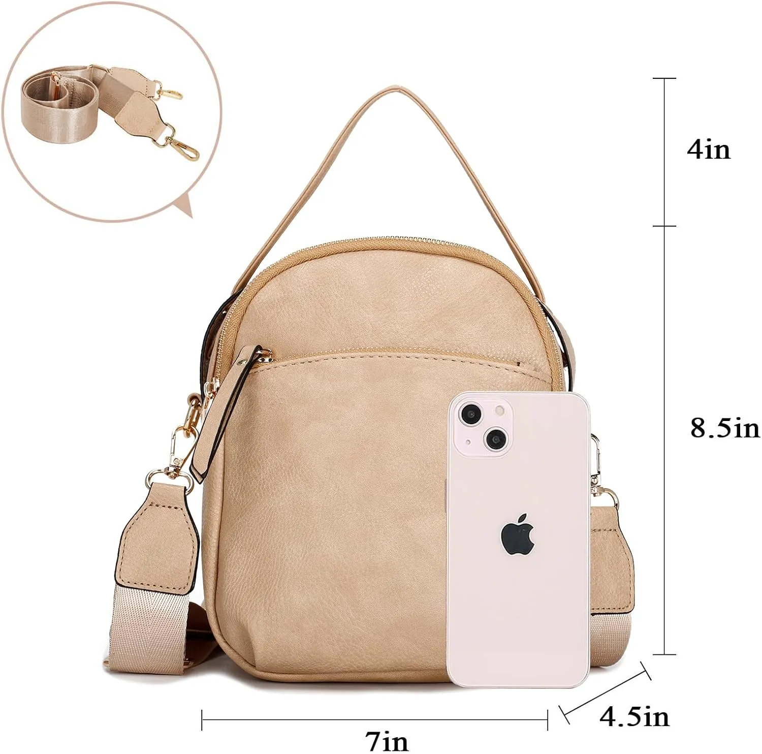 E Multi Pocket Casual Crossbody Bags for Women Lightweight Medium Crossbody Purse with Adjustable Strap