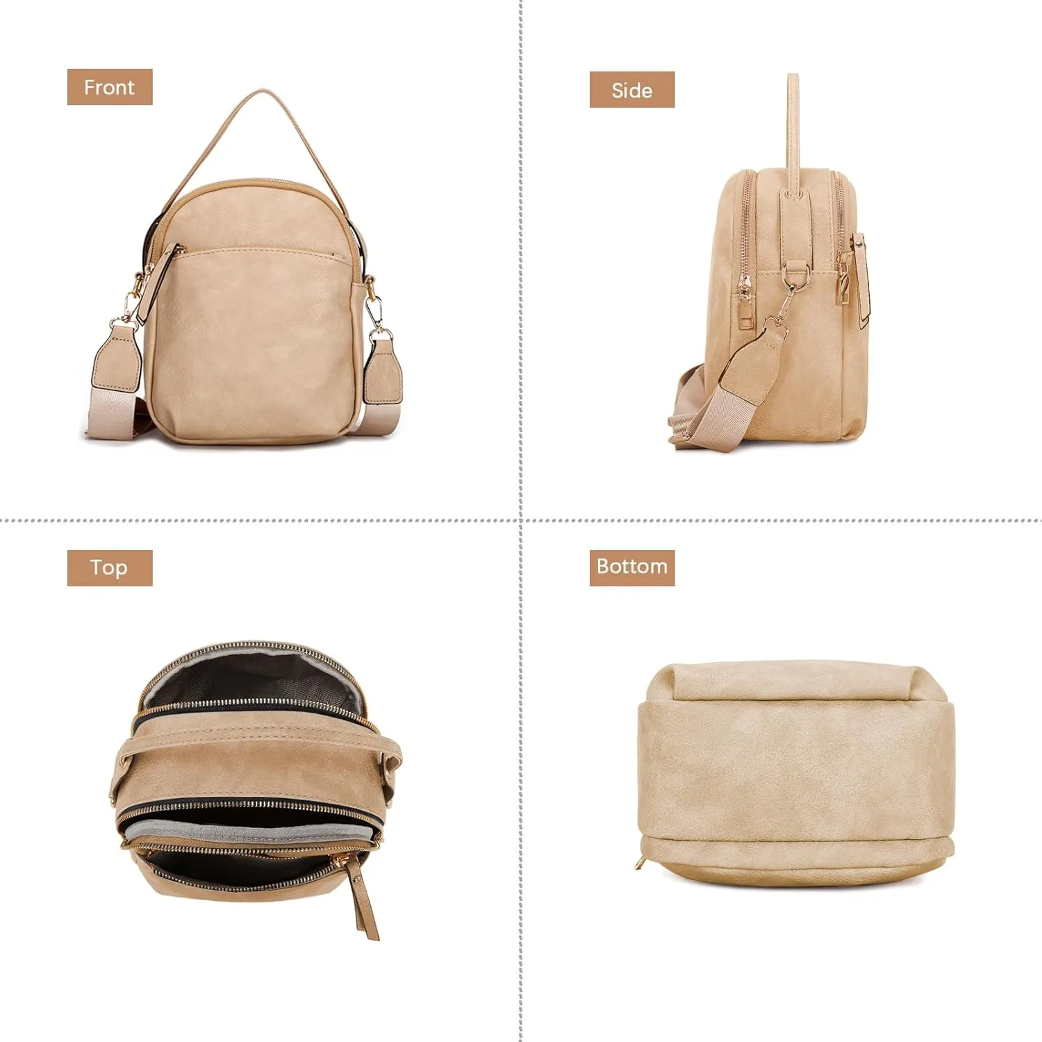 E Multi Pocket Casual Crossbody Bags for Women Lightweight Medium Crossbody Purse with Adjustable Strap