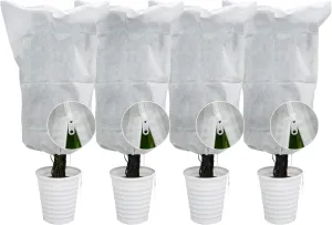 EAONE 4 Pack Plant Covers Freeze Protection, 47x71'' Winter Frosts Cloth for Outdoor Plants, Reusable Frost Blankets Drawstring Bags for Cold Freeze Sun Protection Bird Insect Prevention, White