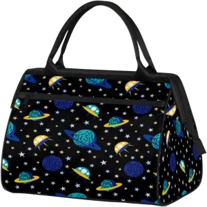 Earth And Spacecraft Travel Duffel Bag Sports Travel Duffel Bag Waterproof Durable Large Gym Tote Bag Weekender Overnight Bag for Women Travel Gym Yoga