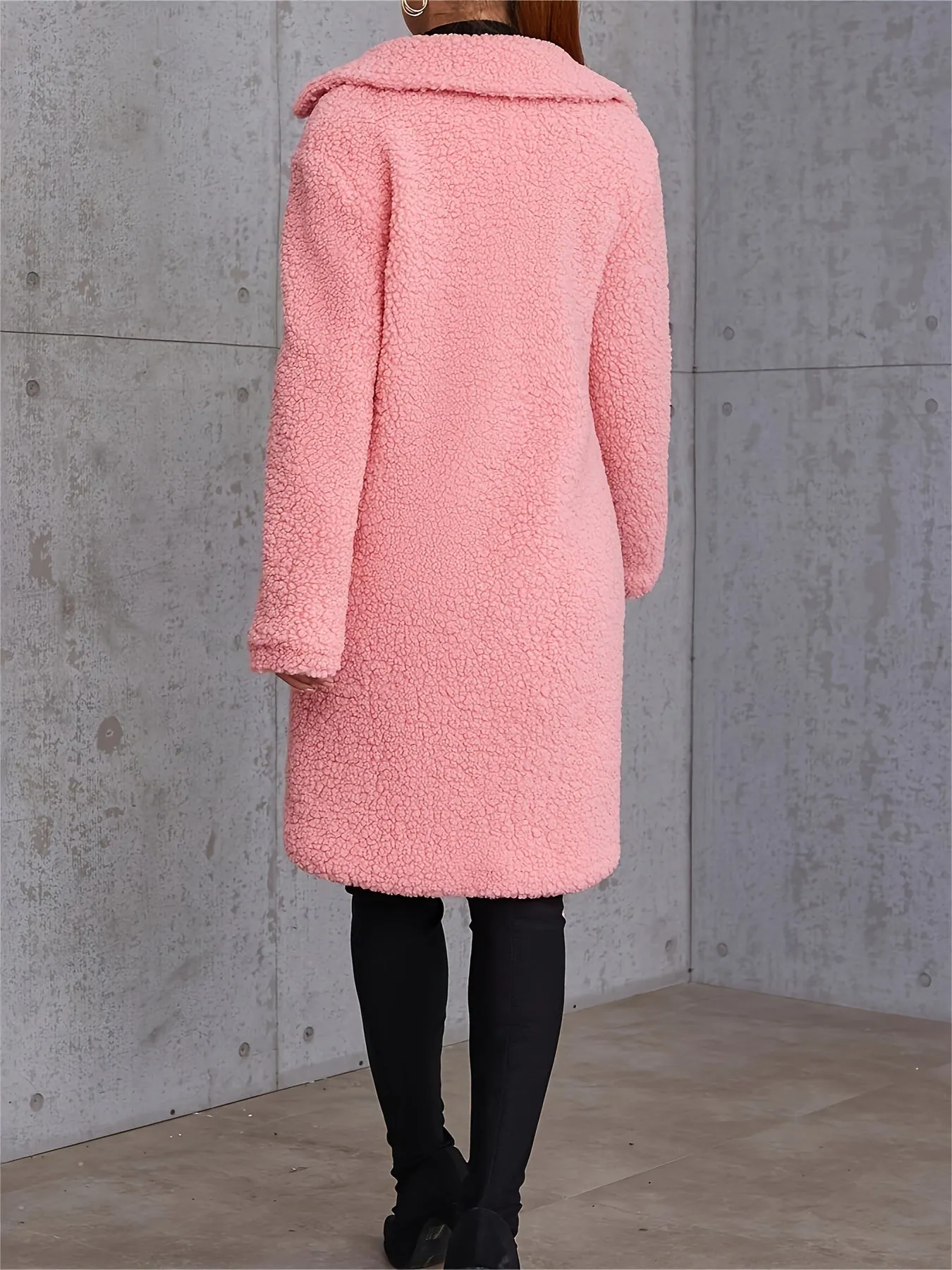 Elegant KneeLength Faux Fur Coat with Sherpa Lining
