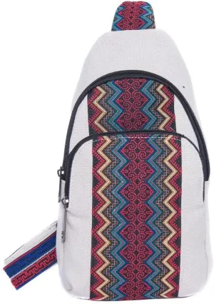 Embroidered Crossbody Chest Bag Double-layer Zipper Casual Shoulder Satchel For Everyday Use