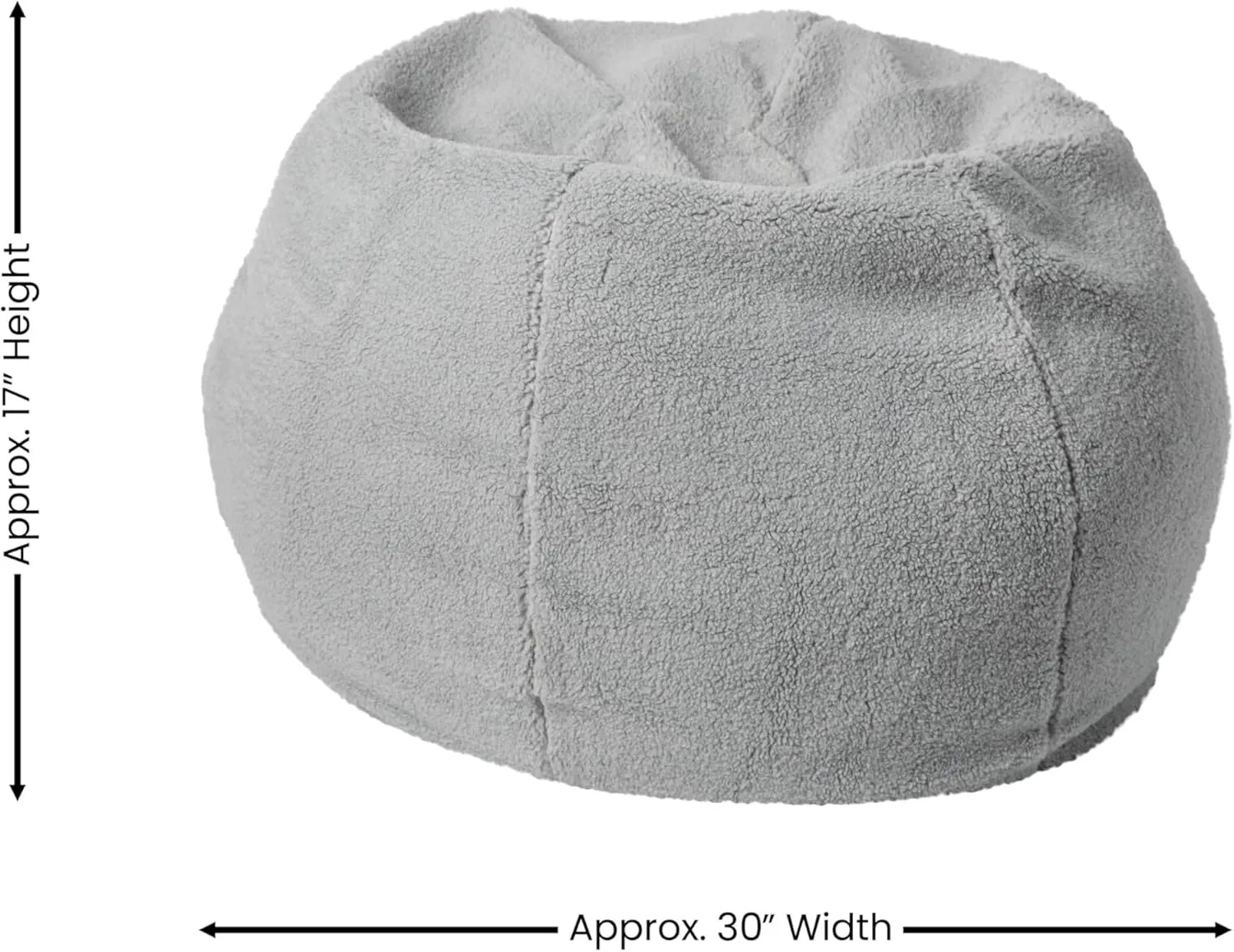 EMMA   OLIVER Daisy Sherpa Bean Bag Chair, Classic Refillable Bean Bag Chair for Kids and Teens, Small, Gray