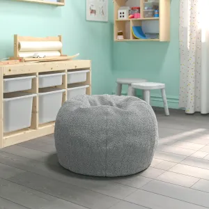 EMMA   OLIVER Daisy Sherpa Bean Bag Chair, Classic Refillable Bean Bag Chair for Kids and Teens, Small, Gray