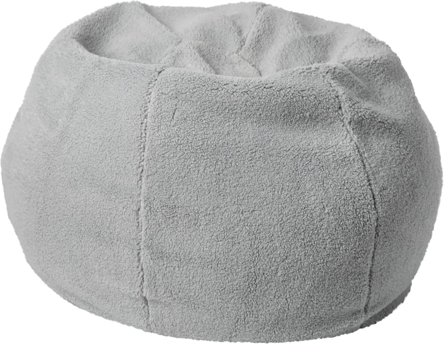 EMMA   OLIVER Daisy Sherpa Bean Bag Chair, Classic Refillable Bean Bag Chair for Kids and Teens, Small, Gray