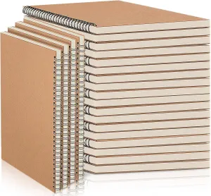 Epakh 22 Packs Spiral Notebook Hard Cover Spiral Journal, Wide Ruled Pages, 50 Sheets 100 Pages, Lined Style(Brown,B5)