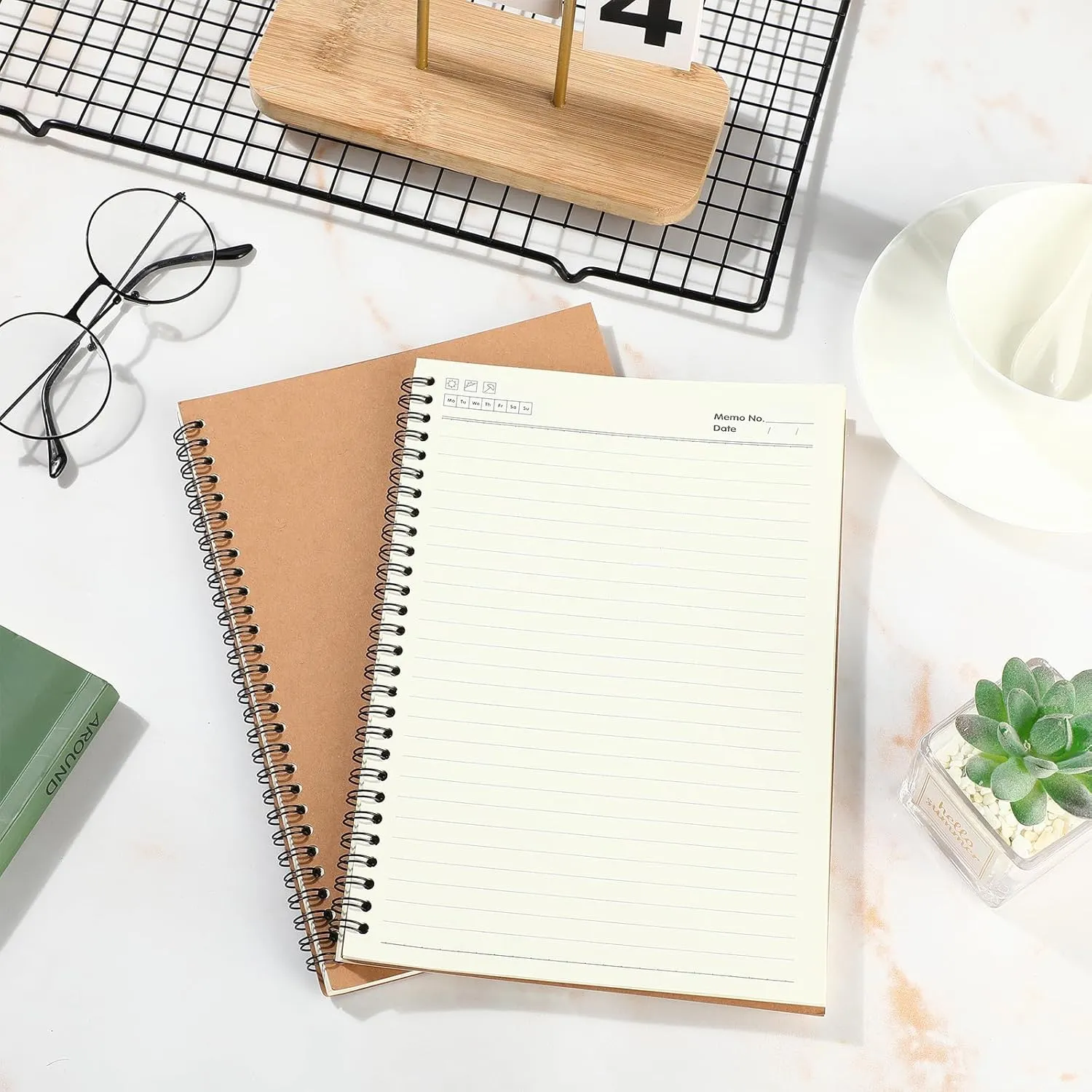 Epakh 22 Packs Spiral Notebook Hard Cover Spiral Journal, Wide Ruled Pages, 50 Sheets 100 Pages, Lined Style(Brown,B5)
