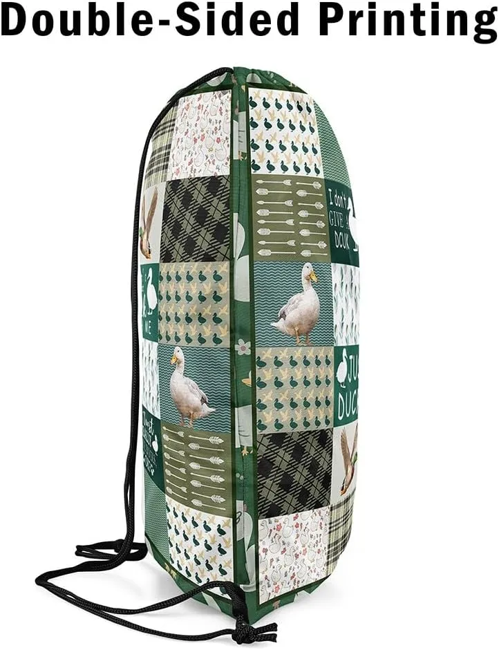 Erosebridal Mallard Duck 13x15.7 Drawstring Backpack Rustic Farmhouse Drawstring Bags Country Animals Draw String Back Bag Vintage Plaid Style String Backpack