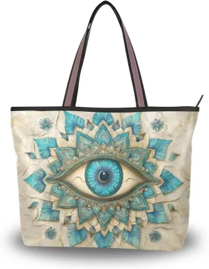 Ethic Eye Women Tote Bag for Everyday & Travel, Handbag Purse Reusable Grocery Bags Large