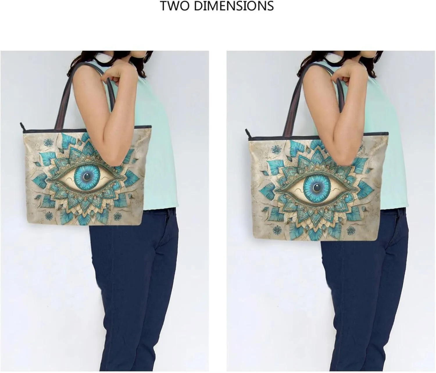 Ethic Eye Women Tote Bag for Everyday & Travel, Handbag Purse Reusable Grocery Bags Large