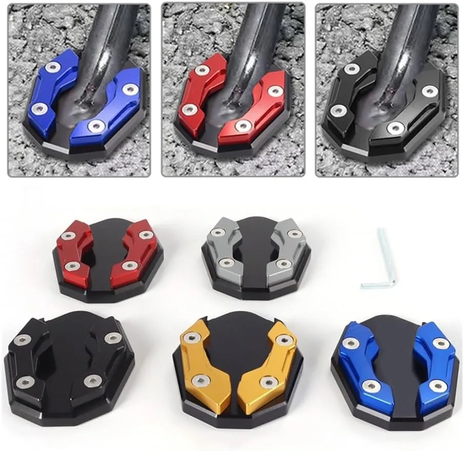 Extension Plate Kickstand Aluminum Alloy Motorcycle Bike Kickstand Extender Foot Side Stand Extension Foot Pad Support Plate Motorbike Accessory