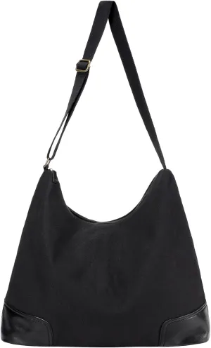 F-color Crossbody Tote Bag for Women - Large Canvas Hobo Crossbody Bag with Zipper & 5 Pockets, Carry on Shoulder Bag Work