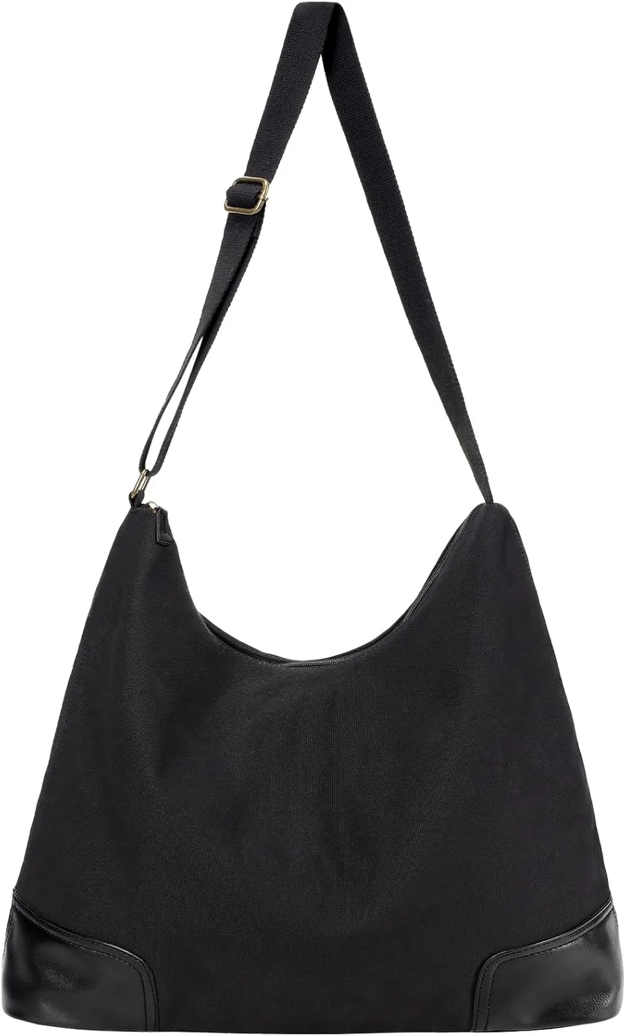 F-color Crossbody Tote Bag for Women - Large Canvas Hobo Crossbody Bag with Zipper & 5 Pockets, Carry on Shoulder Bag Work