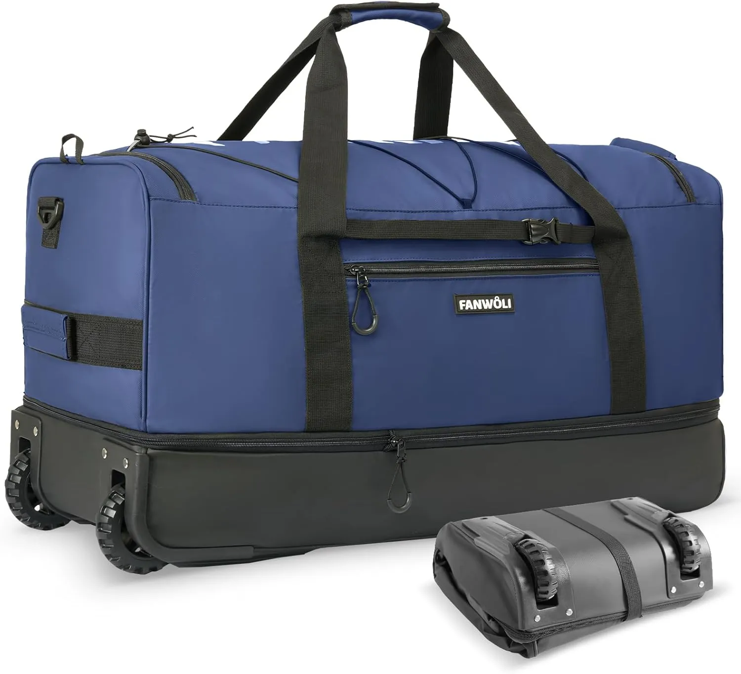 Fanwoli 32'' Rolling Duffel Bag with 2 Wheels - No-Sag Design for Heavy Loads, Expandable 100L-120L Carry on Luggage with Lock, Waterproof Foldable Lightweight for Travel, Camping,Moving