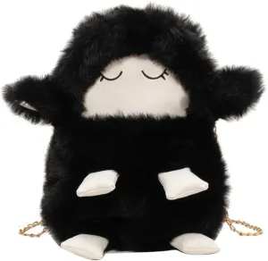 Fashion Bags, Crossbody Bags, 2023 New Shoulder Bag Plush Sheep Crossbody Bag Versatile Chain Bag for Women Girl Trendy Cellphone Bag(Black)