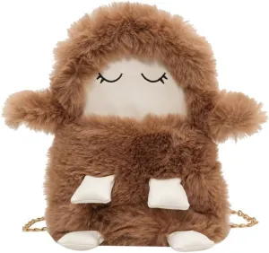 Fashion Bags, Crossbody Bags, 2023 New Shoulder Bag Plush Sheep Crossbody Bag Versatile Chain Bag for Women Girl Trendy Cellphone Bag(Brown)