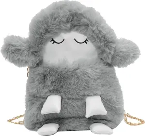 Fashion Bags, Crossbody Bags, 2023 New Shoulder Bag Plush Sheep Crossbody Bag Versatile Chain Bag for Women Girl Trendy Cellphone Bag(Gray)
