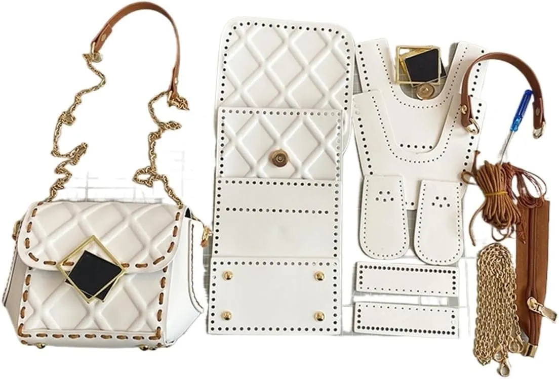 Fashion Chain Messenger Bag Material Woven Set Hand Stitching Shoulder Strap Sew Handle DIY Handmade Bag for Women(OneColor)