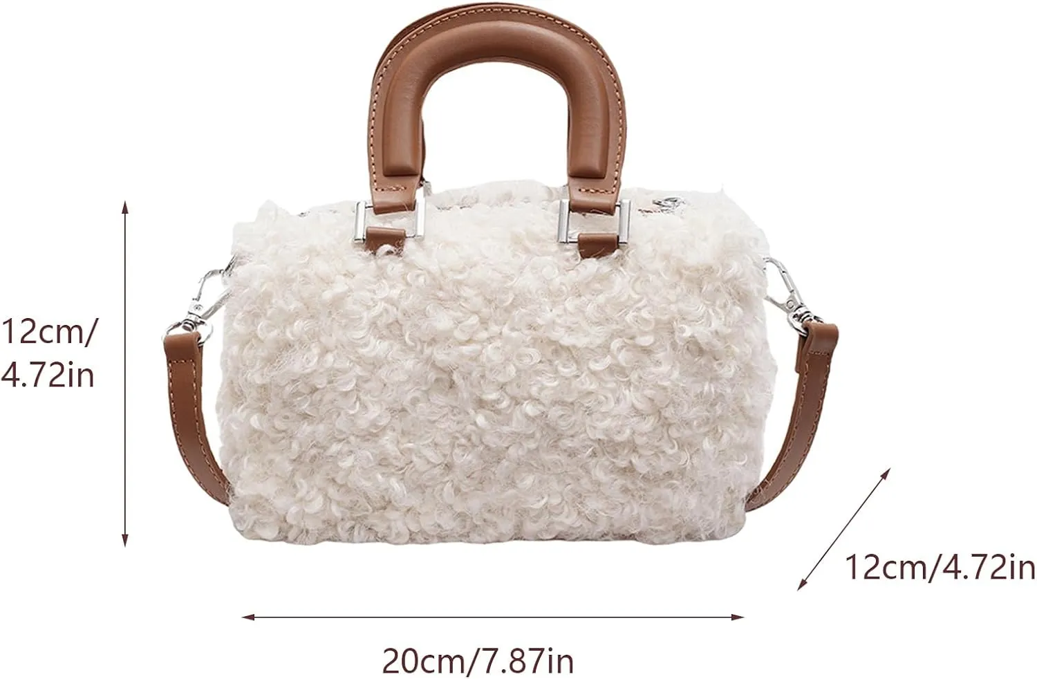 Faux Fur Crossbody Bags for Women, Fluffy Top Handle Shoulder Bag, Plush Shoulder Bag Crossbody Bag Handbag-Chocolate