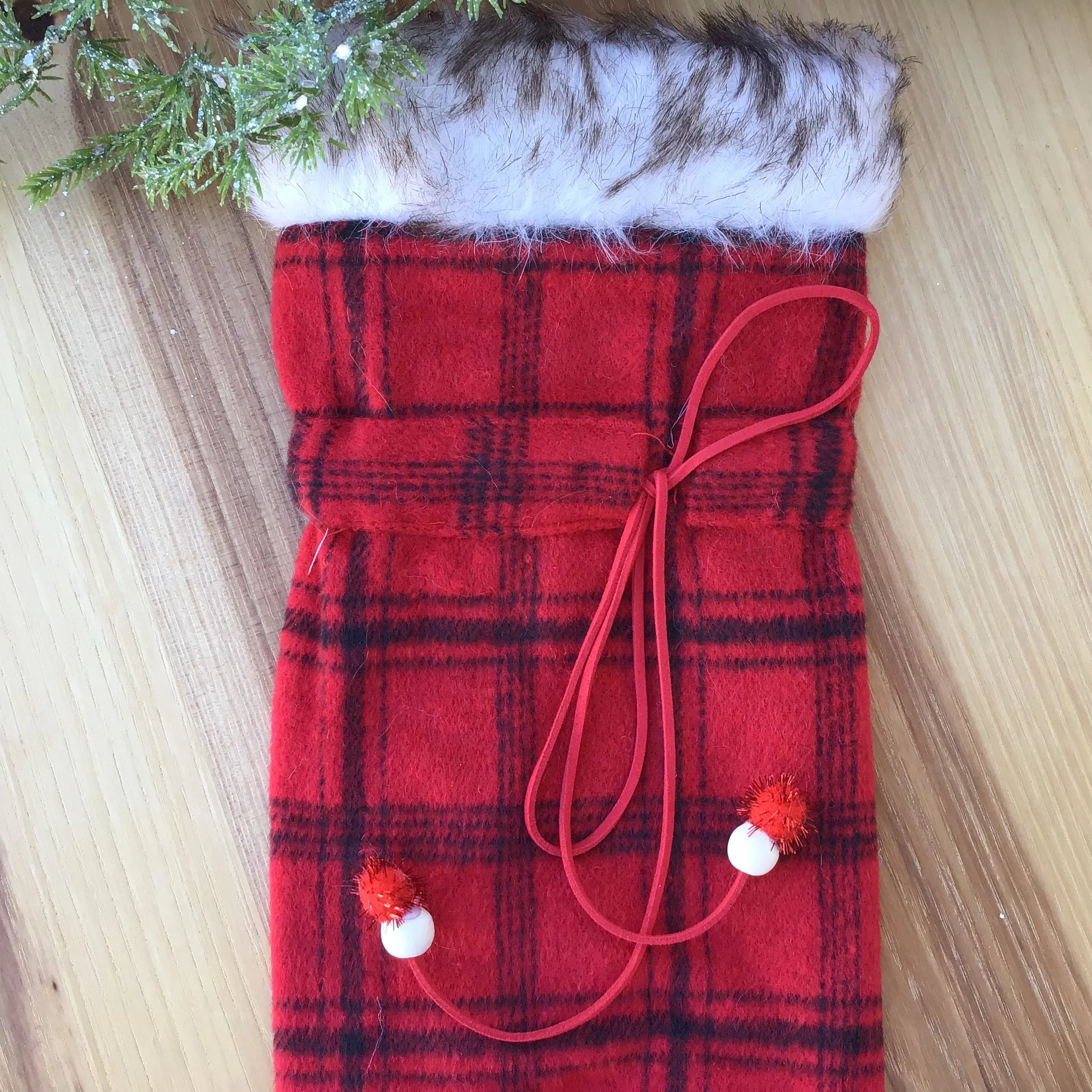 Faux Fur   Flannel Wine Bag | 2 Styles