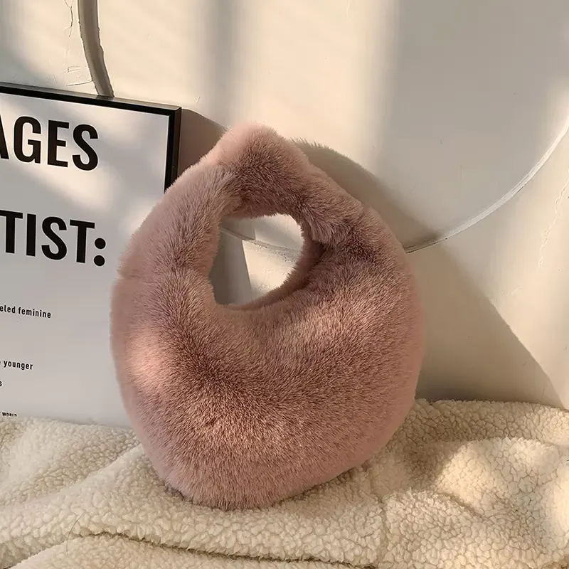 Faux Fur Half Moon Bag