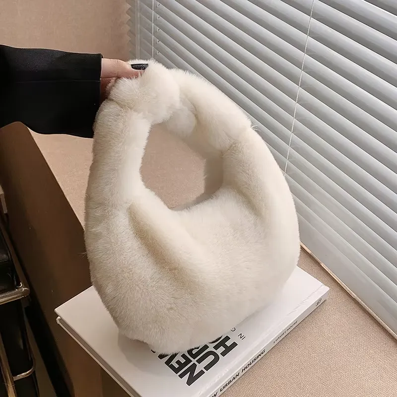 Faux Fur Half Moon Bag