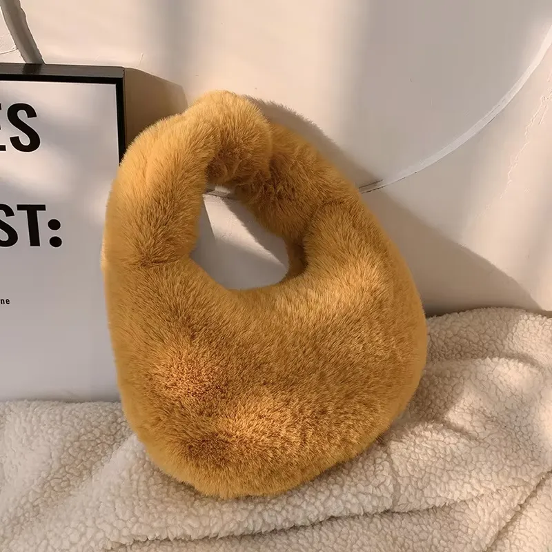Faux Fur Half Moon Bag