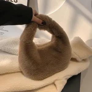 Faux Fur Half Moon Bag