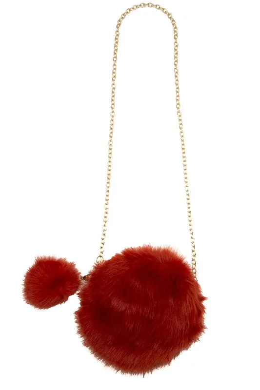 Faux Fur Round Shoulder Bag