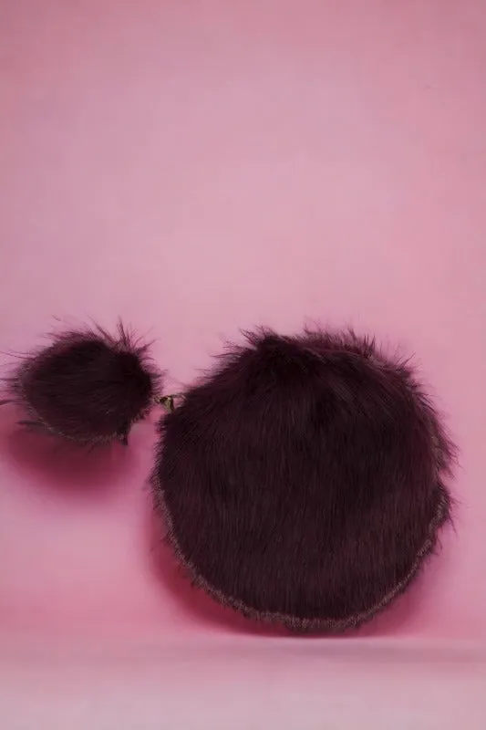 Faux Fur Round Shoulder Bag