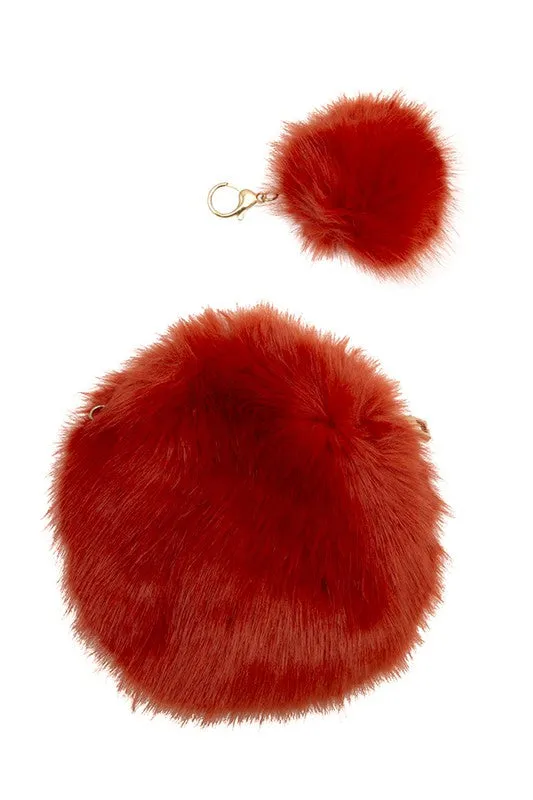 Faux Fur Round Shoulder Bag