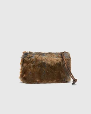 Faux Fur Tote Bag in Brown