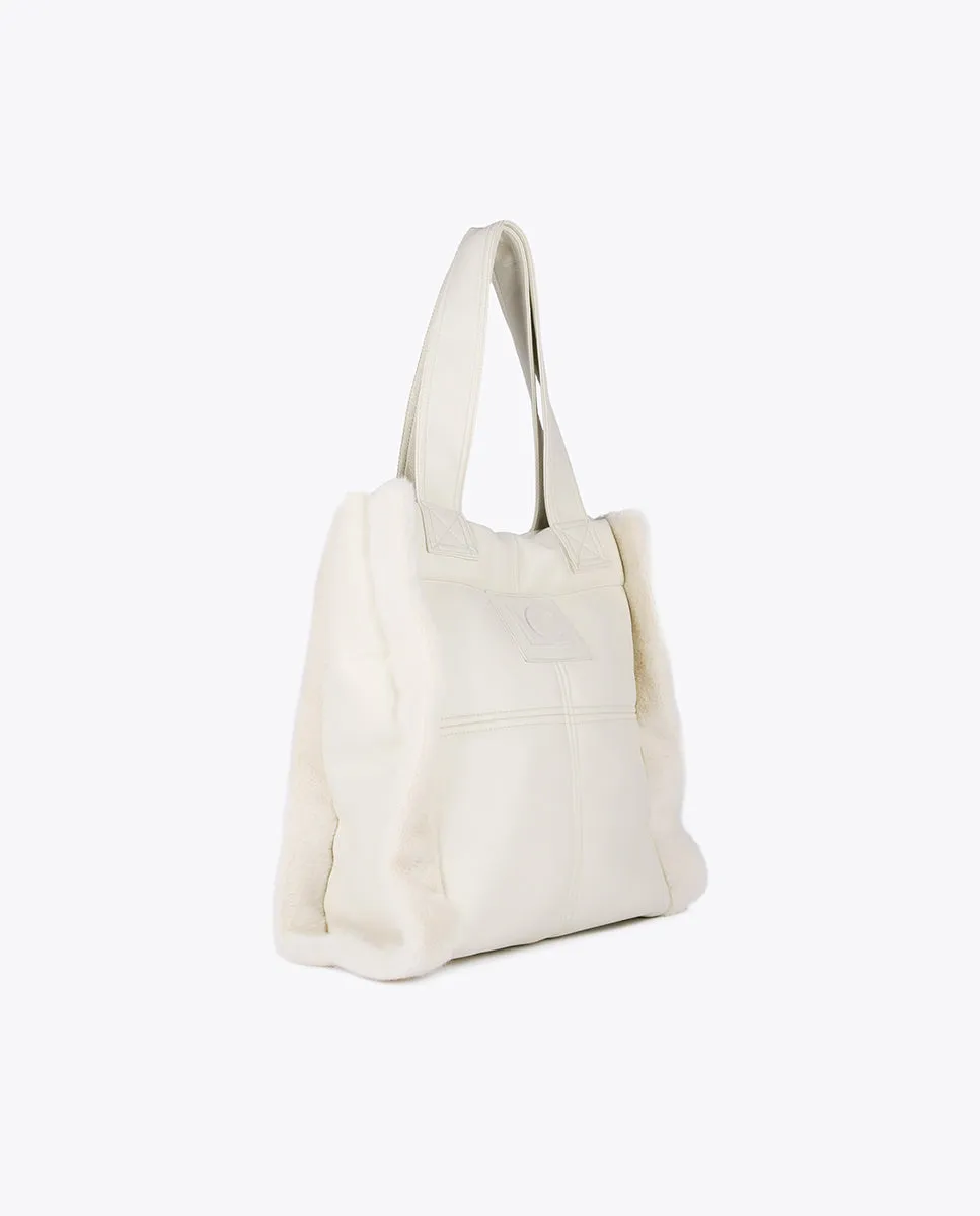 Faux leather and faux fur tote bag