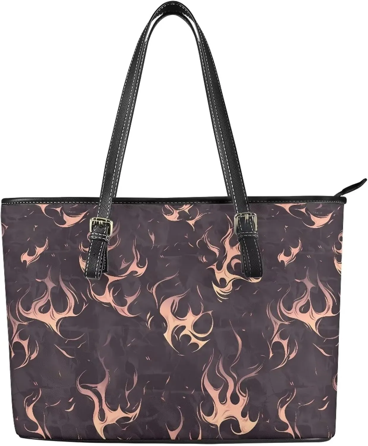 Faux Leather Tote Bag for Women, Modern Art Zipper Shoulder Bag Purses Large Capacity Casual Handbag Work, College