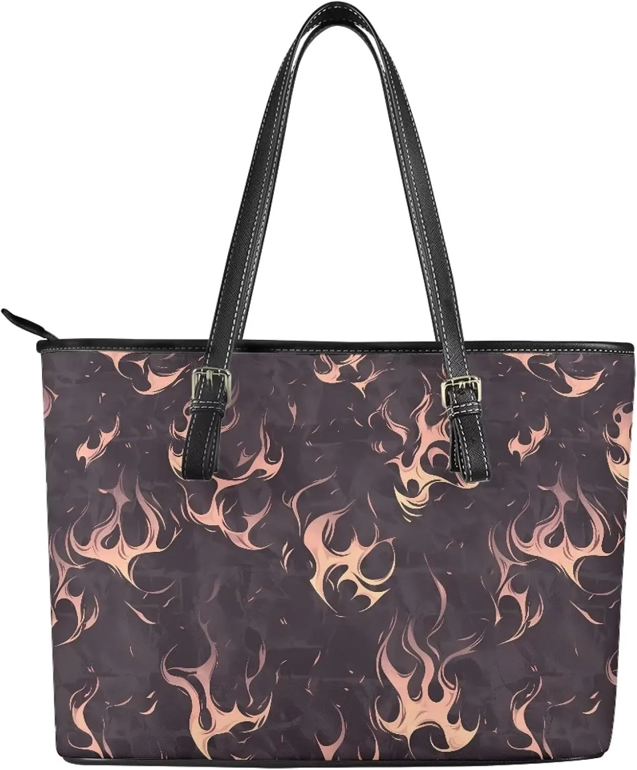 Faux Leather Tote Bag for Women, Modern Art Zipper Shoulder Bag Purses Large Capacity Casual Handbag Work, College