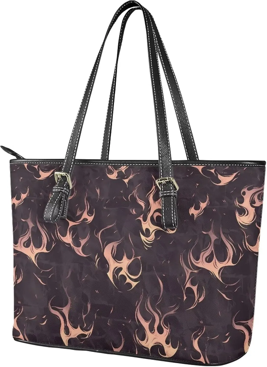 Faux Leather Tote Bag for Women, Modern Art Zipper Shoulder Bag Purses Large Capacity Casual Handbag Work, College