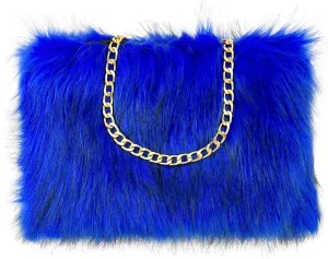 FHQHTH Faux Fox Fur Purse Fuzzy Handbags for Women Evening Handbags Al alloy Shoulder Strap