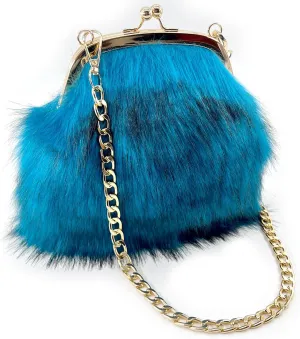 FHQHTH Faux Fur Purse Fashion Clutch Handbag Shoulder Vintage Evening Bags for Women