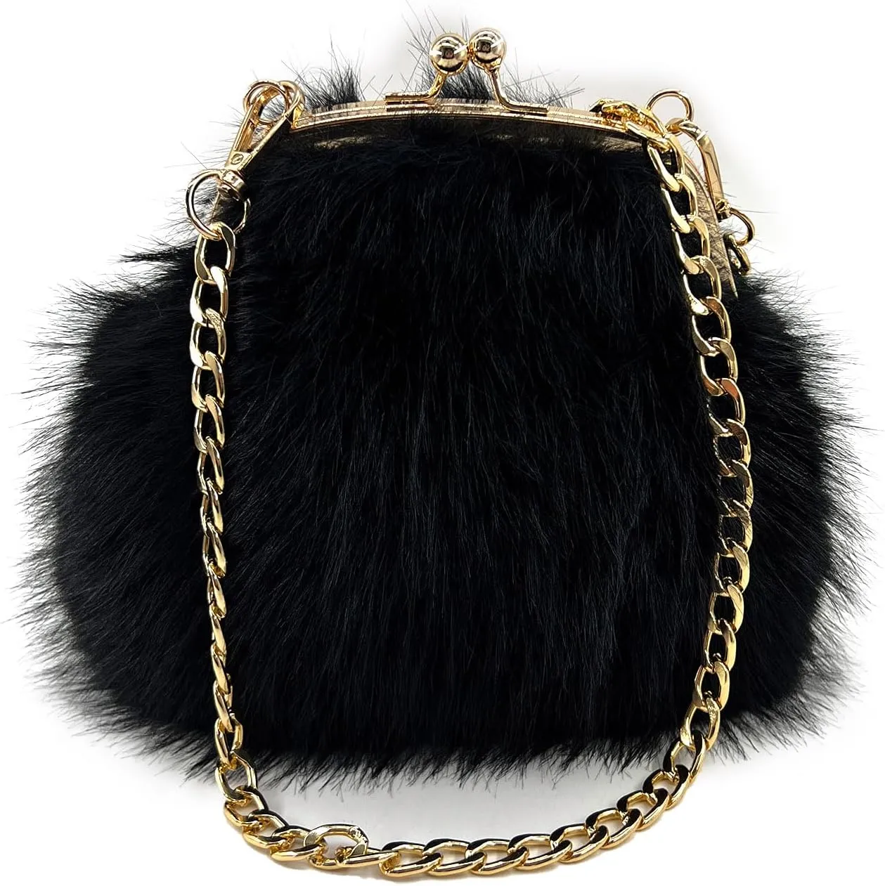 FHQHTH Faux Fur Purse Fashion Clutch Handbag Shoulder Vintage Evening Bags for Women