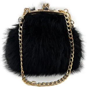 FHQHTH Faux Fur Purse Fashion Clutch Handbag Shoulder Vintage Evening Bags for Women