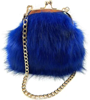 FHQHTH Faux Fur Purse Fashion Clutch Handbag Shoulder Vintage Evening Bags for Women