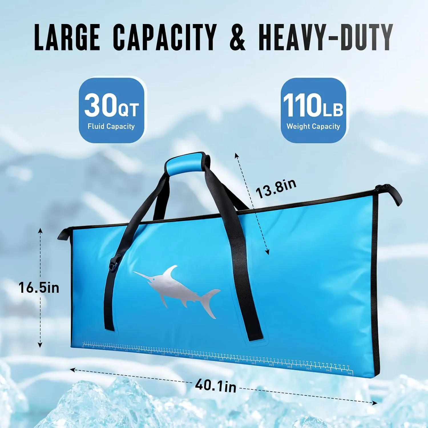 Fish Cooler Bags for Fishing,Insulated Fish Bag 40.1"X16.5" Fish Kill Bag - Fishing Cooler Bags Portable Leakproof for Caught Storage Keep Ice Cold for Over 24 Hours - Blue