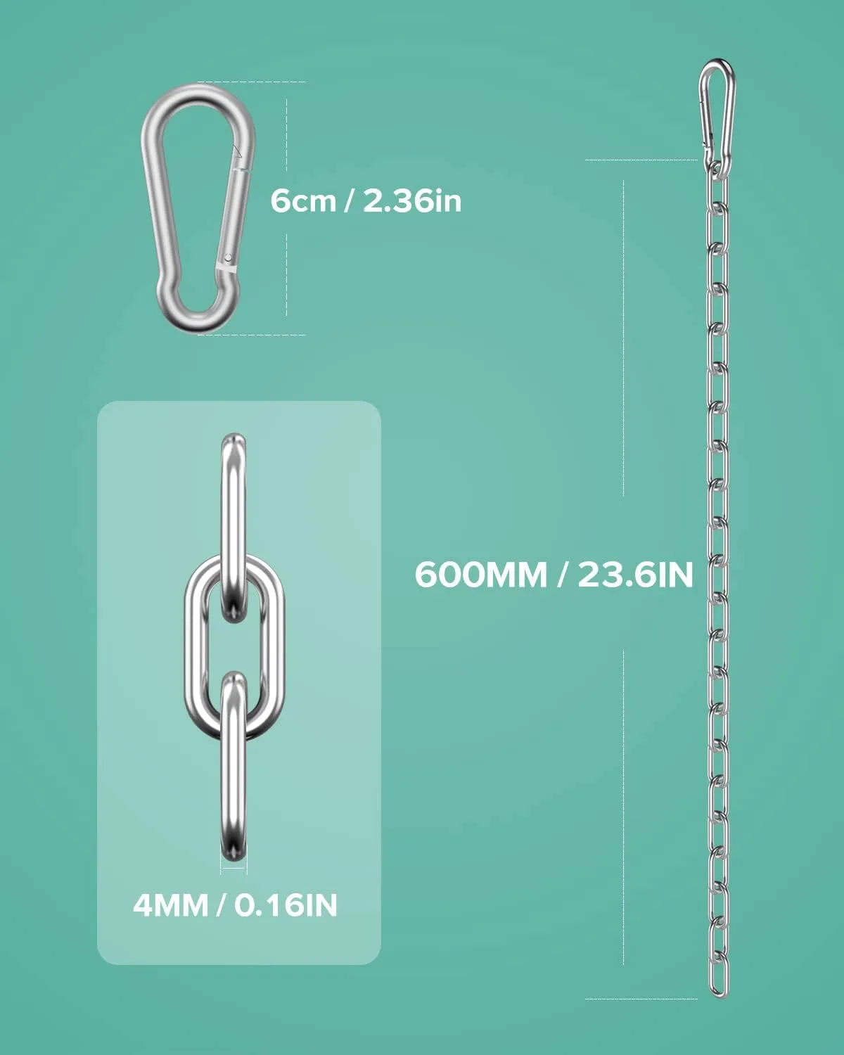 Fitness Chain, Weight Lifting Chains, Cable Machine Extension Chain, 304 Stainless Steel LAT Pull Cable Extension Weight Machine Chain, Curl Bar Chain for Home Gym